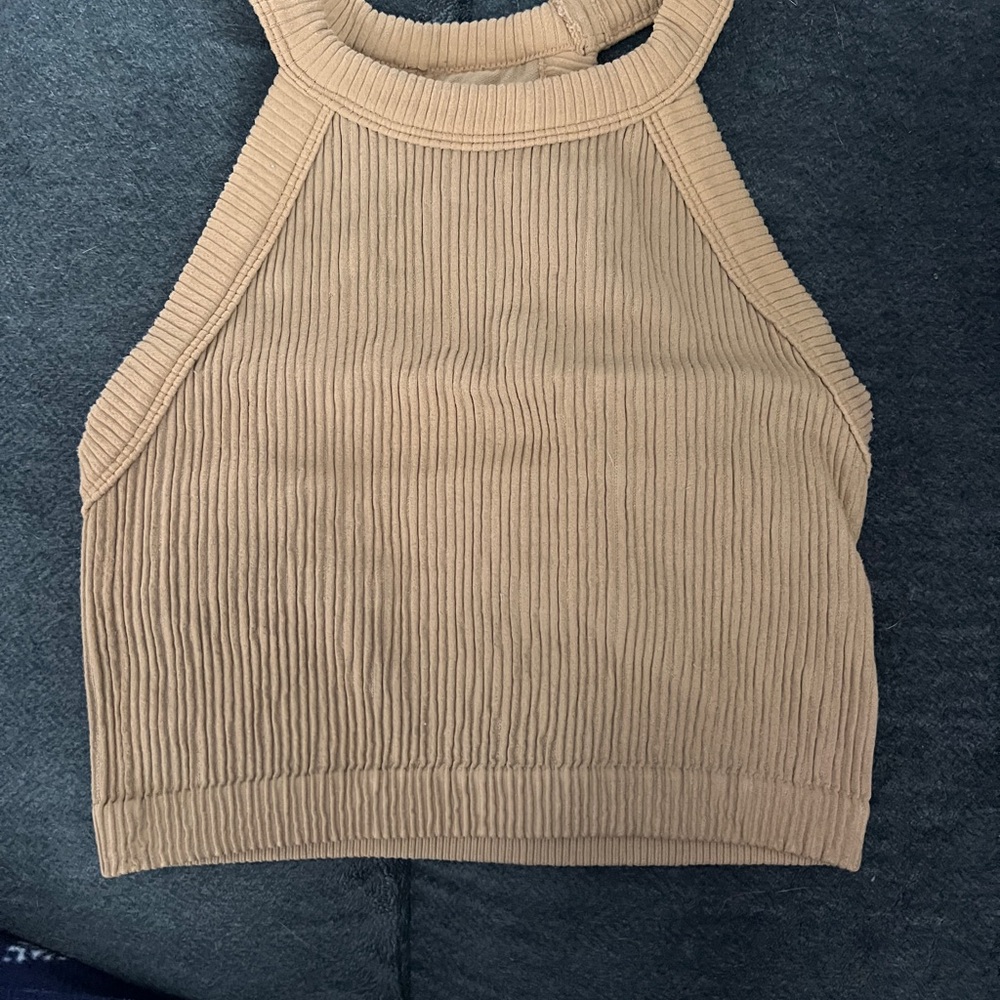 Aerie Tan Ribbed Crop Top